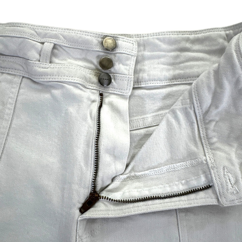 FRAME Le Brigette Blanc White High Rise Belted Utility Denim Shorts Size 29 - Picture 3 of 7